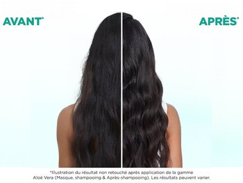 Arrière de la tête d'une femme aux cheveux bruns : comparaison avant/après