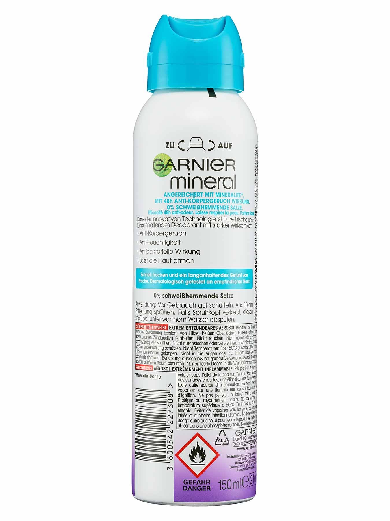 Deo-Spray-Mineral-Pure-Frische-blumiger-Duft-150ml-Rueckseite-Garnier-Deutschland-gr