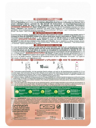 Garnier Nutri Bomb Pflege-Milch-Tuchmaske mit Kokosmilch_Back