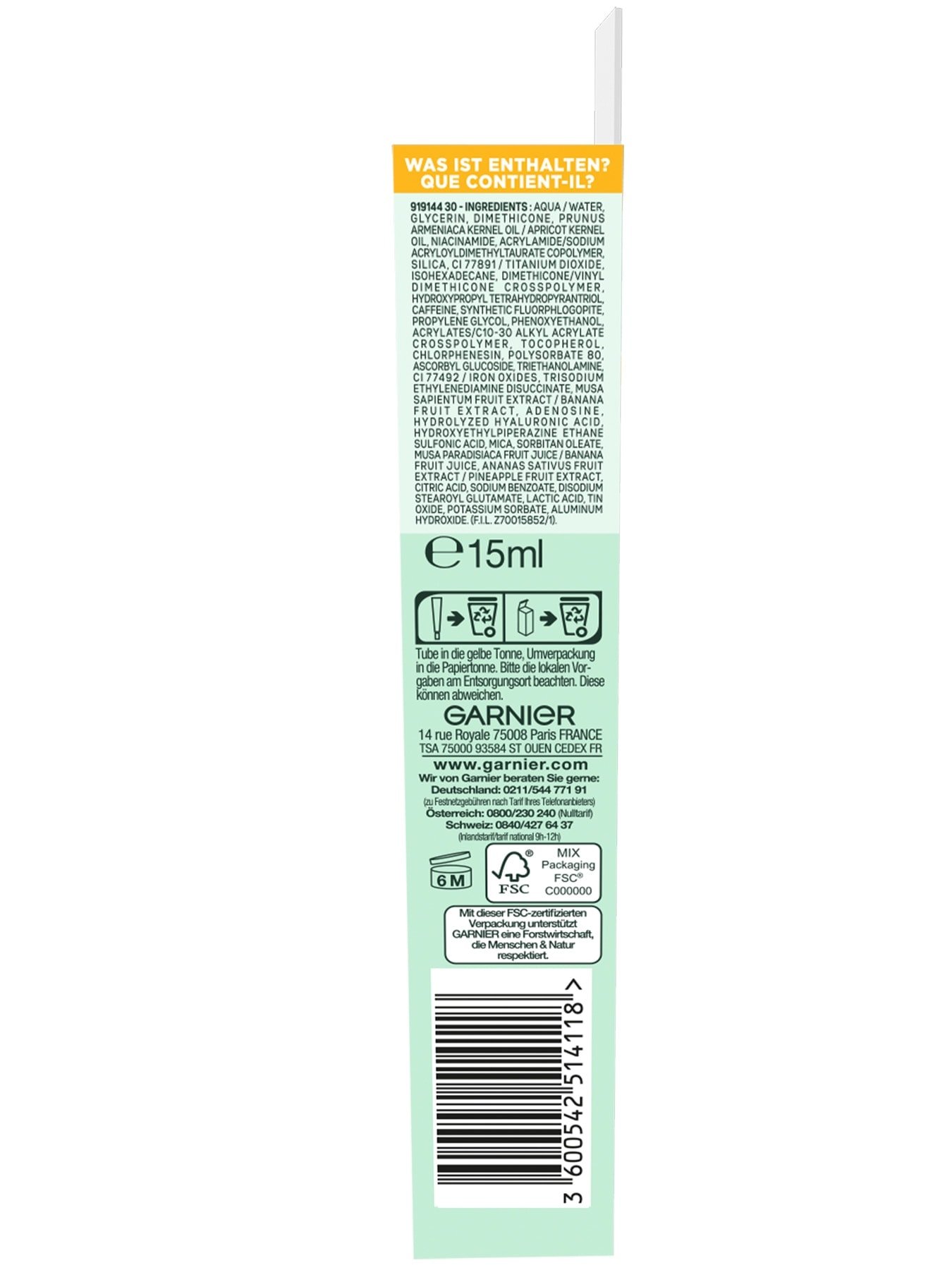 SkinActive Vitamin C Glow Booster Anti-Müdigkeits-Augencreme - Verpackung Rückseite