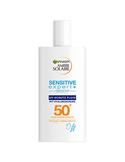 Ambre Solaire Sensitive expert+, UV-Schutz Fluid mit Hyaluronsäure LSF 50 |  Garnier