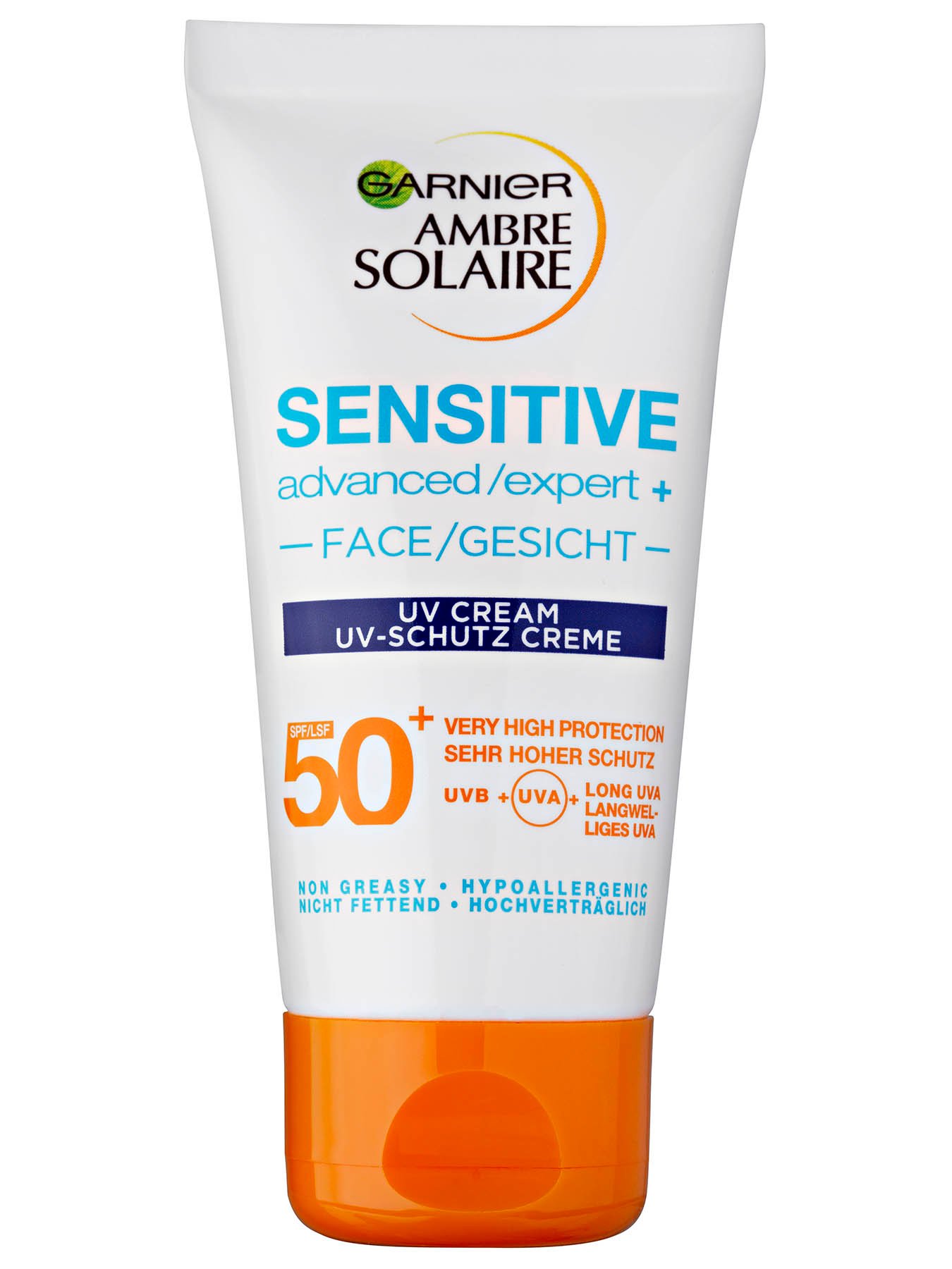 Ambre Solaire Sensitive expert+ Crème Solaire FPS 50+ Visage et Décolleté |  Garnier
