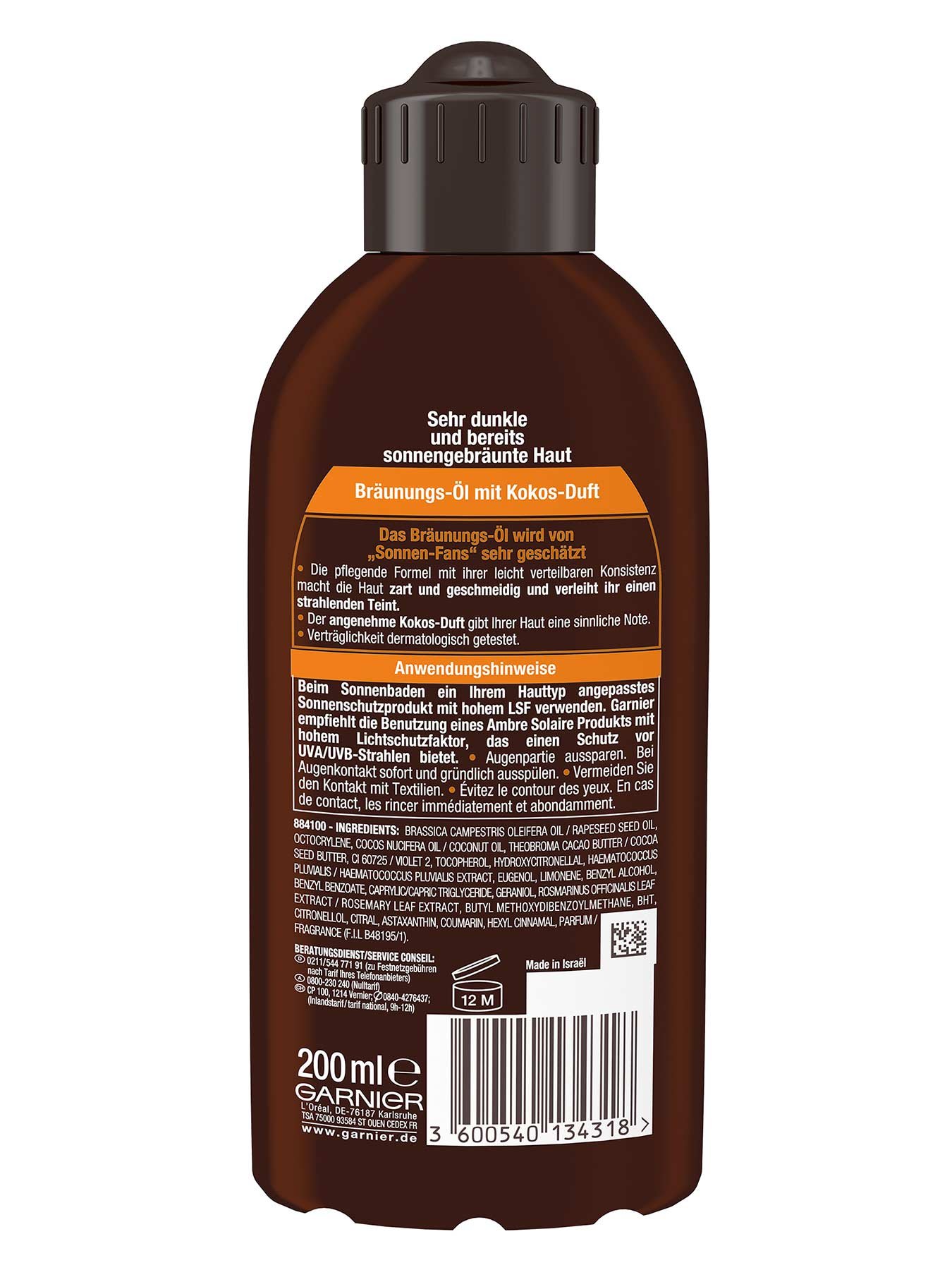 Braeunung-Oel-Ambre-Solaire-Sonnenoel-200ml-Rueckseite-Garnier-Deutschland-gr