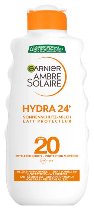 3600540134370 Garnier Ambre Solaire Hydra 24h Milch LSF20 200ml Sonnenschutz front