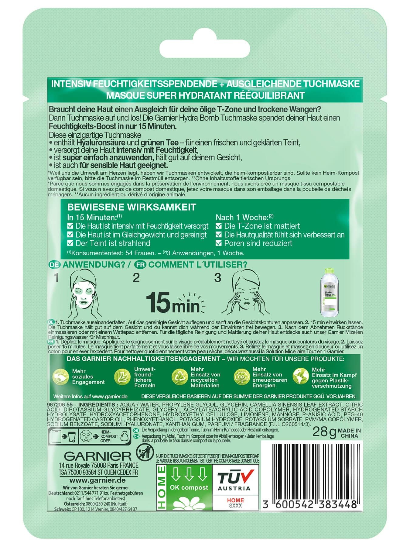 Garnier Hydra Bomb Tuchmaske Gruentee_Back