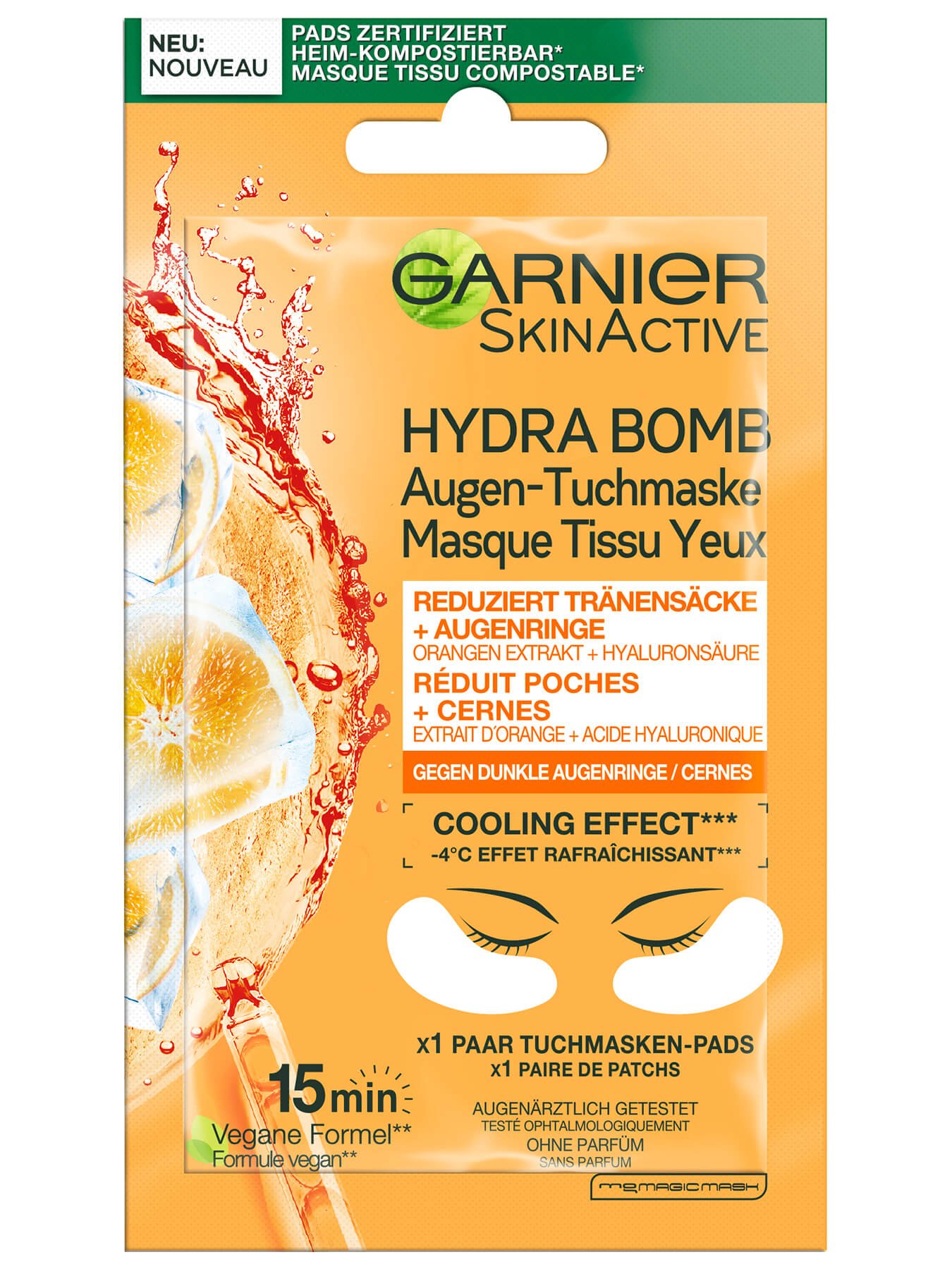 Garnier Hydra Bomb Augen-Tuchmaske Orange_Front