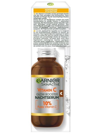 SkinActive Vitamin C Glow Booster Sérum de nuit - Emballage et produit